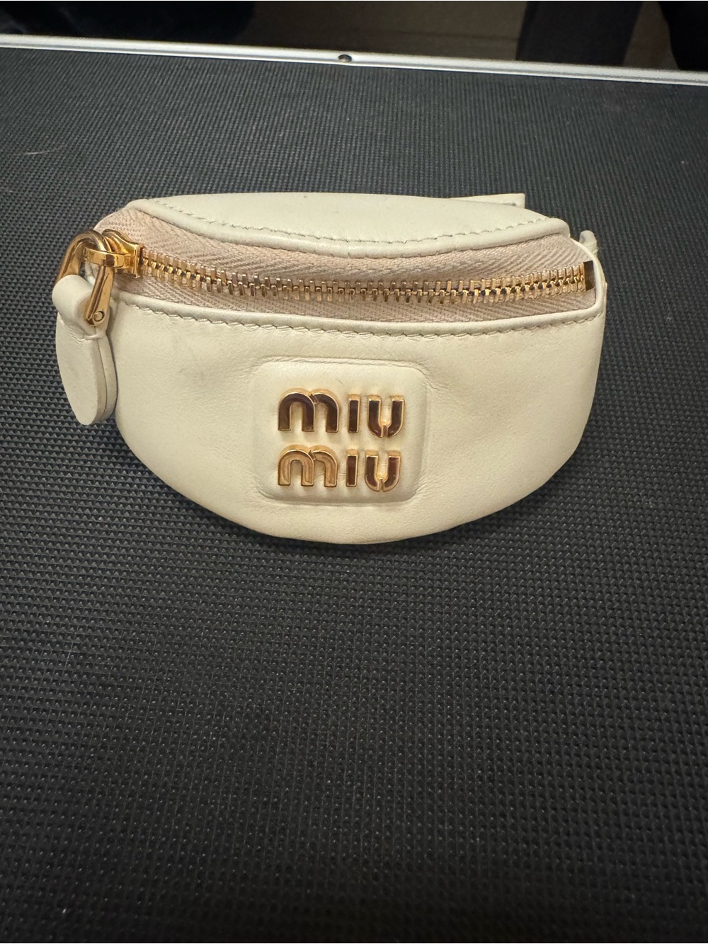 Miu Miu Cream Leather Mini Belt Bag with Gold Hardware